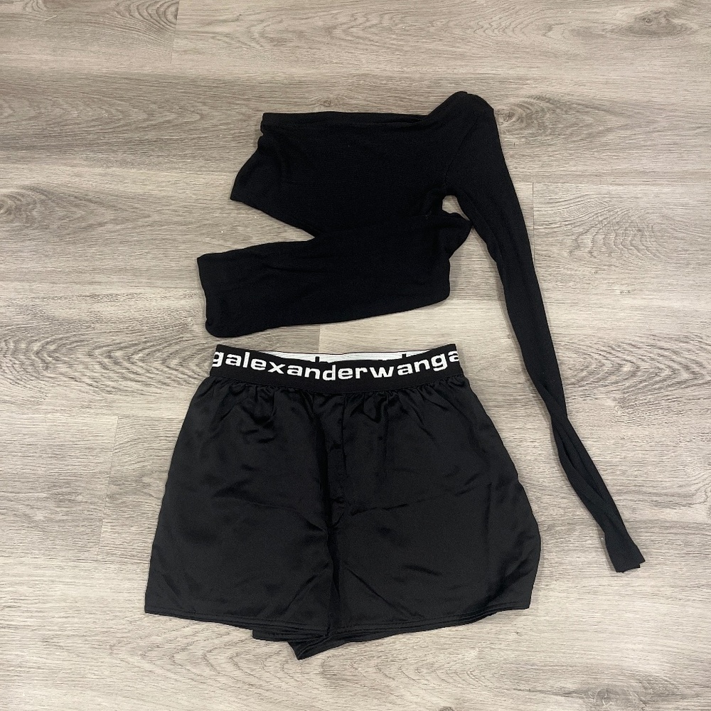 Silk boxer shorts and top